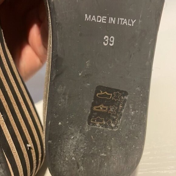 ateliers platform striped ruffle studded leather sandal made in Italy sz 39 - Picture 11 of 14